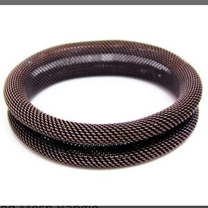 Vintage Sterling Heavy Mesh Bracelet, antique copper!